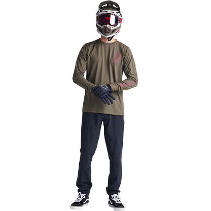 Troy Lee Designs Ruckus Long Sleeve Ride Tee - Bolts - Fangs - Olive