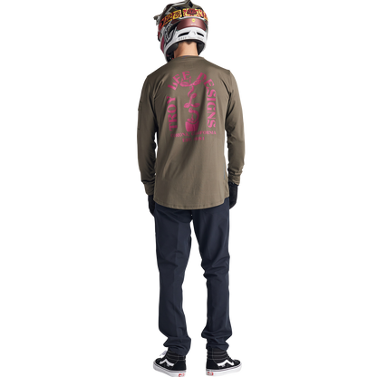 Troy Lee Designs Ruckus Long Sleeve Ride Tee - Bolts - Fangs - Olive