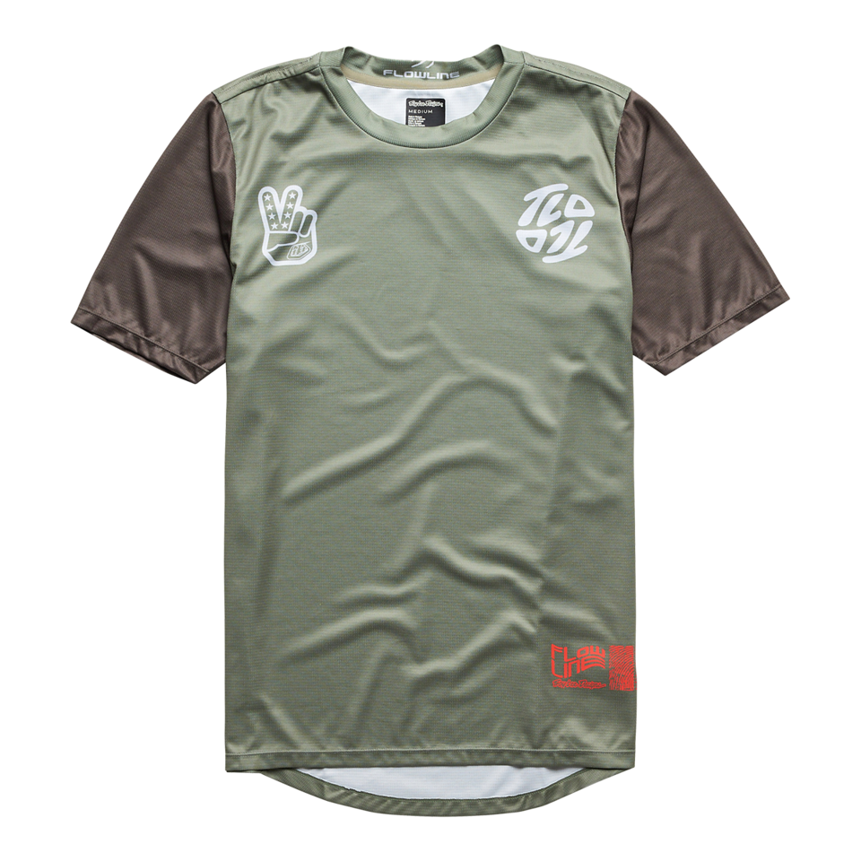 Troy Lee Designs Flowline Short Sleeve MTB Jersey - Youth - Flipped - Olive