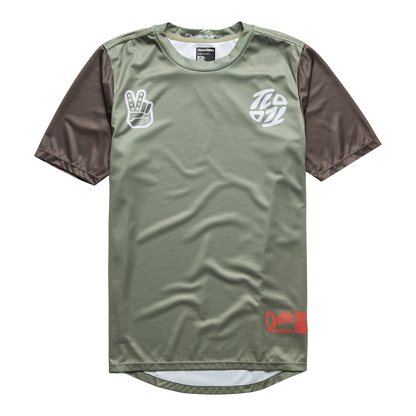 Troy Lee Designs Flowline Short Sleeve MTB Jersey - Youth - Flipped - Olive