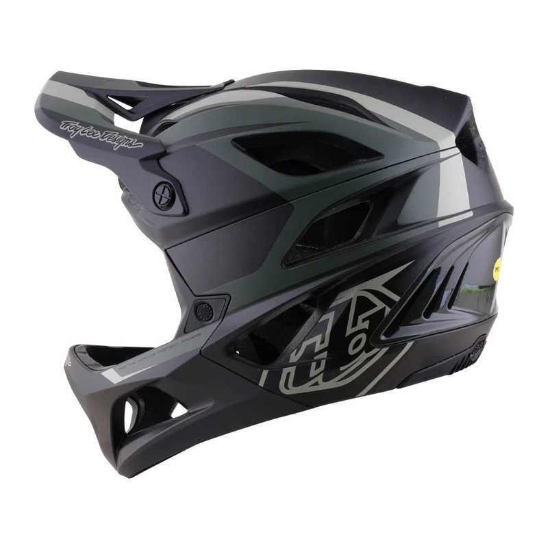 Troy Lee Designs Stage 2 MIPS Full Face Helmet - High Vz - Army-Charcoal