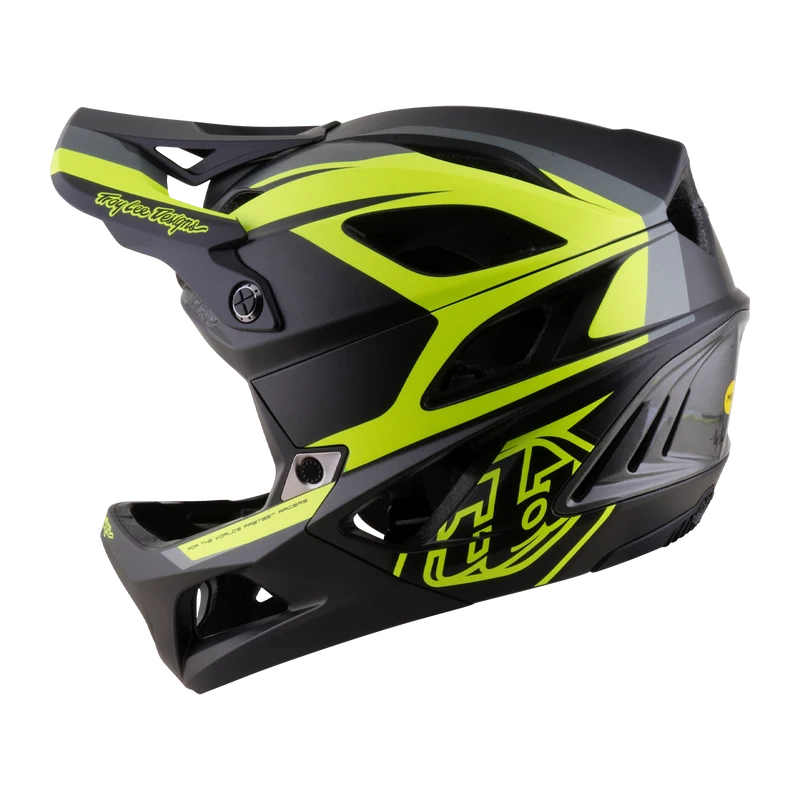 Troy Lee Designs Stage 2 MIPS Full Face Helmet - High Vz - Charcoal-Flo Yellow