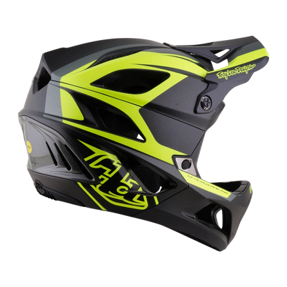 Troy Lee Designs Stage 2 MIPS Full Face Helmet - High Vz - Charcoal-Flo Yellow