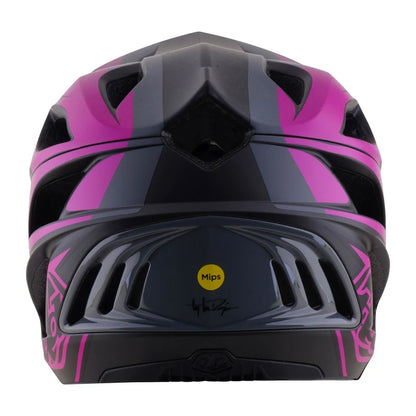 Troy Lee Designs Stage 2 MIPS Full Face Helmet - High Vz - Dark Gray-Neon Fushia