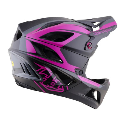 Troy Lee Designs Stage 2 MIPS Full Face Helmet - High Vz - Dark Gray-Neon Fushia
