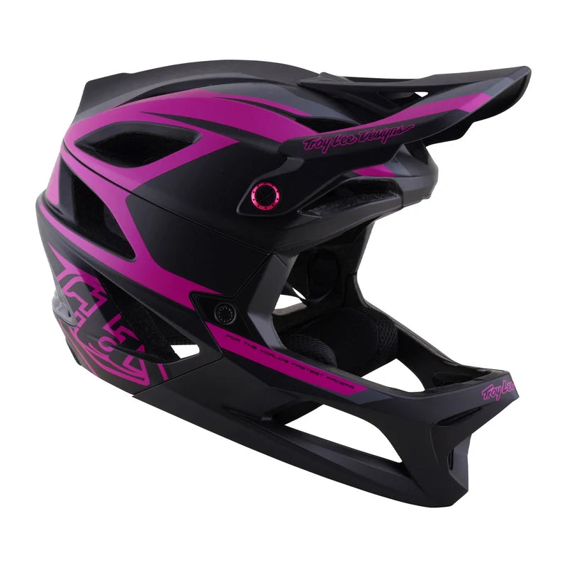 Troy Lee Designs Stage 2 MIPS Full Face Helmet - High Vz - Dark Gray-Neon Fushia