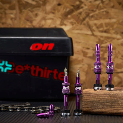 E Thirteen Schrader Quickfill Tubeless Valves Gen2 - 23-31mm Depth - Eggplant