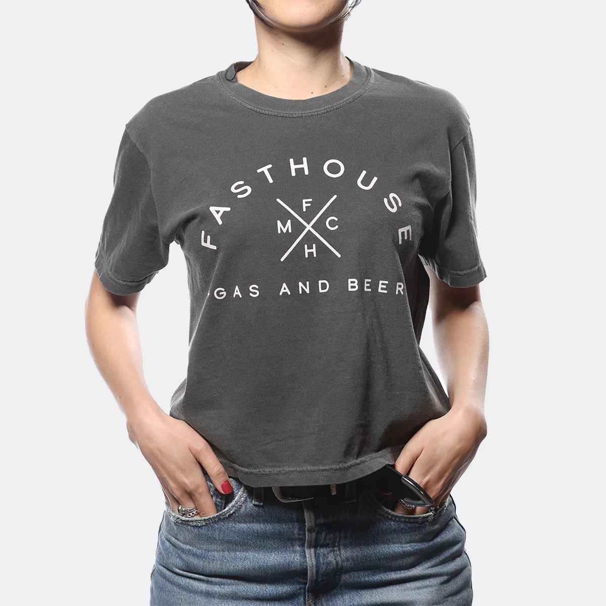 Fasthouse Theory Crop Tee - Womens - Washed Black