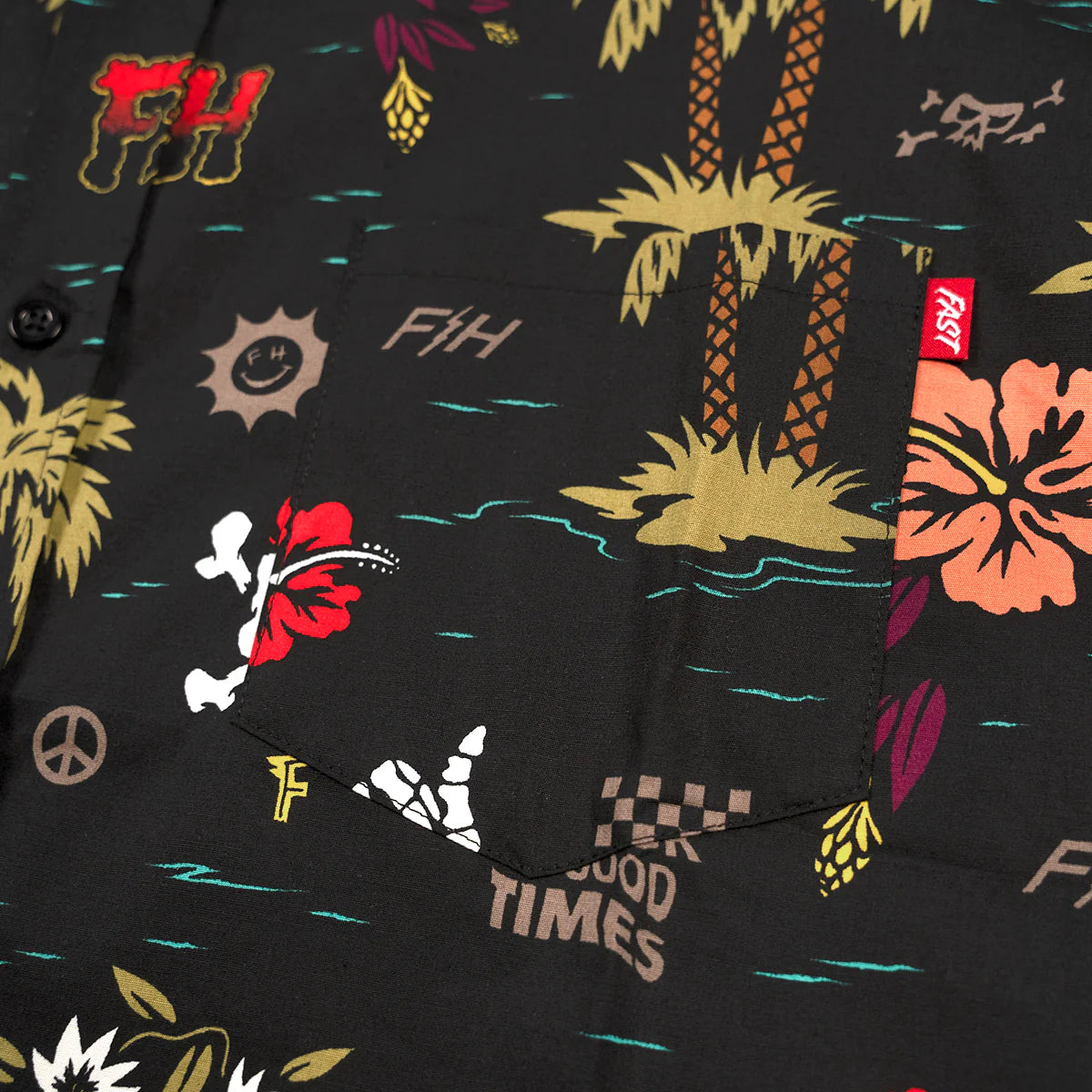Fashouse Tribe Short Sleeve Button-Up Shirt - Youth - Black