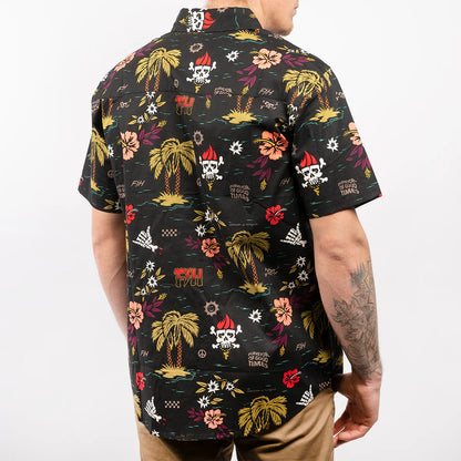 Fashouse Tribe Short Sleeve Button-Up Shirt - Black