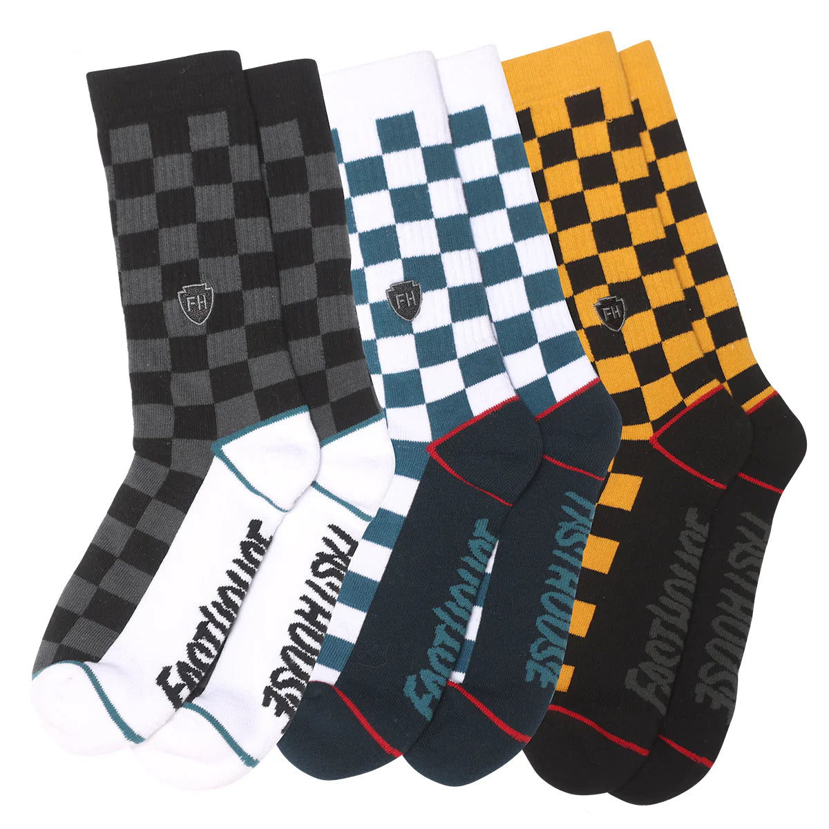 Fasthouse Triple Check Socks - 3 Pack - Multi