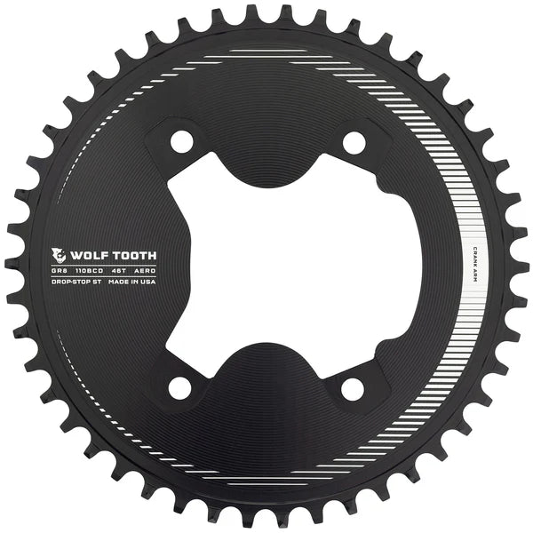 Wolf Tooth Components GRX Asymmetric 4 Bolt Aero Road Chainring - Black