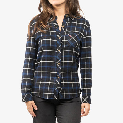 Fasthouse Honey Flannel Shirt - Womens - Dust Blue-Black