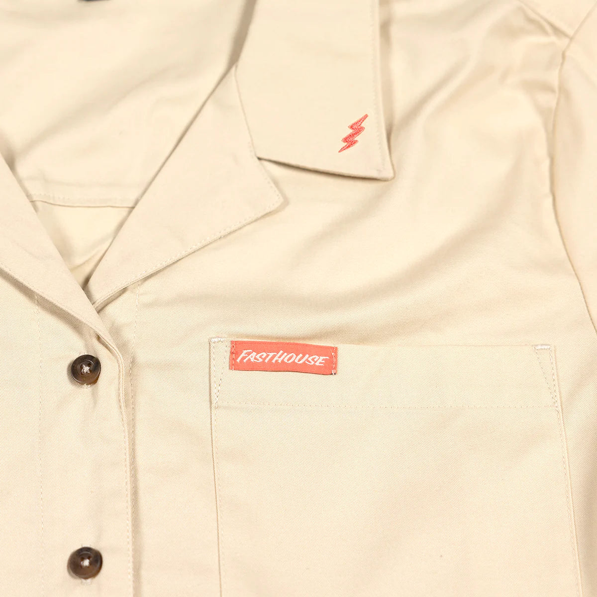 Fasthouse Smoke Show Button Up Crop Shirt - Womens - Cream