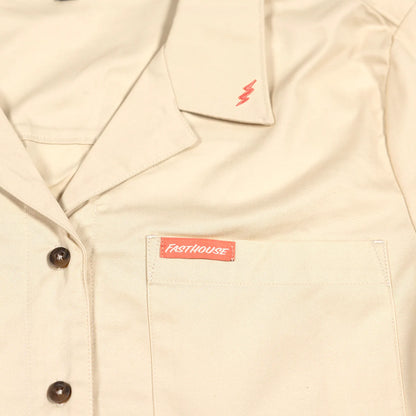 Fasthouse Smoke Show Button Up Crop Shirt - Womens - Cream