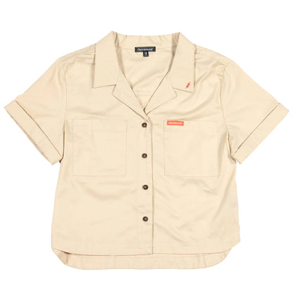 Fasthouse Smoke Show Button Up Crop Shirt - Womens - Cream