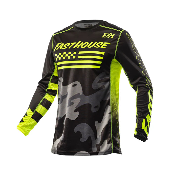 Fasthouse Grindhouse Riot Jersey - Youth - Black-High Viz
