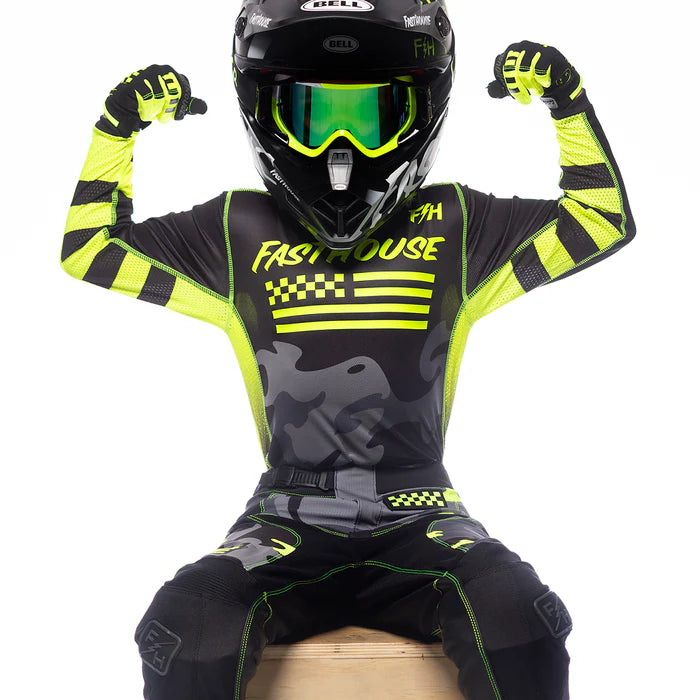 Fasthouse Grindhouse Riot Jersey - Youth - Black-High Viz
