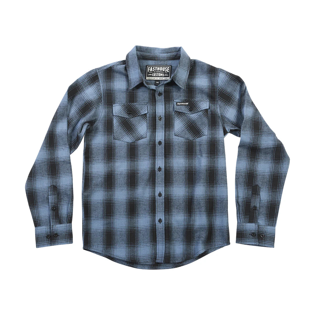 Fasthouse Saturday Night Special Flannel Shirt - Youth - Dust Blue-Black