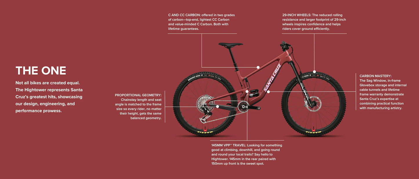Santa Cruz Hightower Carbon 29 - R Kit - Matt Cardinal Red - 2024 - Display Model