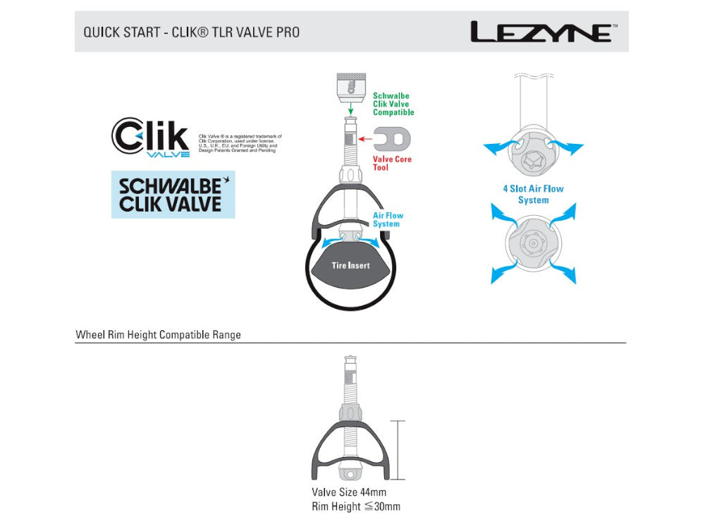 Lezyne CLIK TLR Pro Tubeless Valves - Black