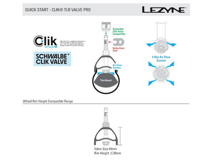 Lezyne CLIK TLR Pro Tubeless Valves - Black
