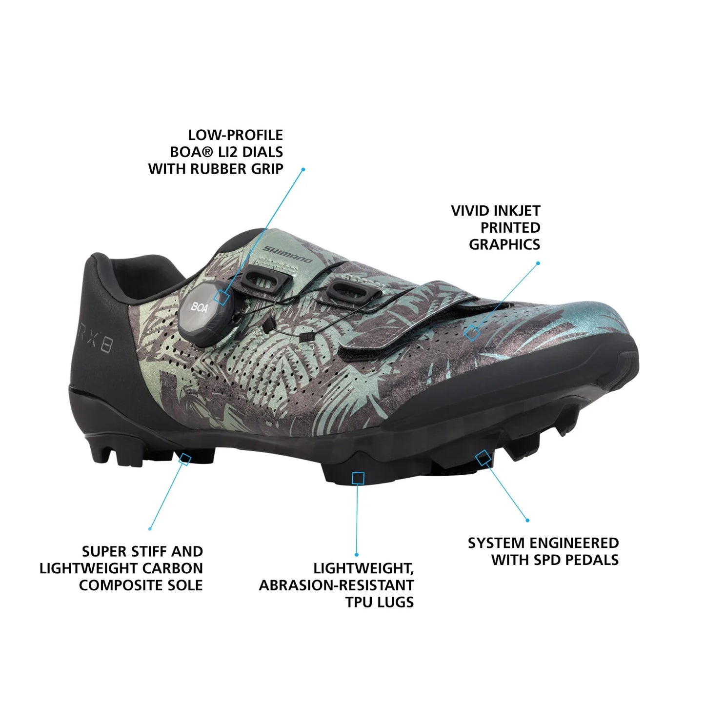 Shimano RX801 Gravel Shoe - Special Edition - Wide - Tropical Leaves
