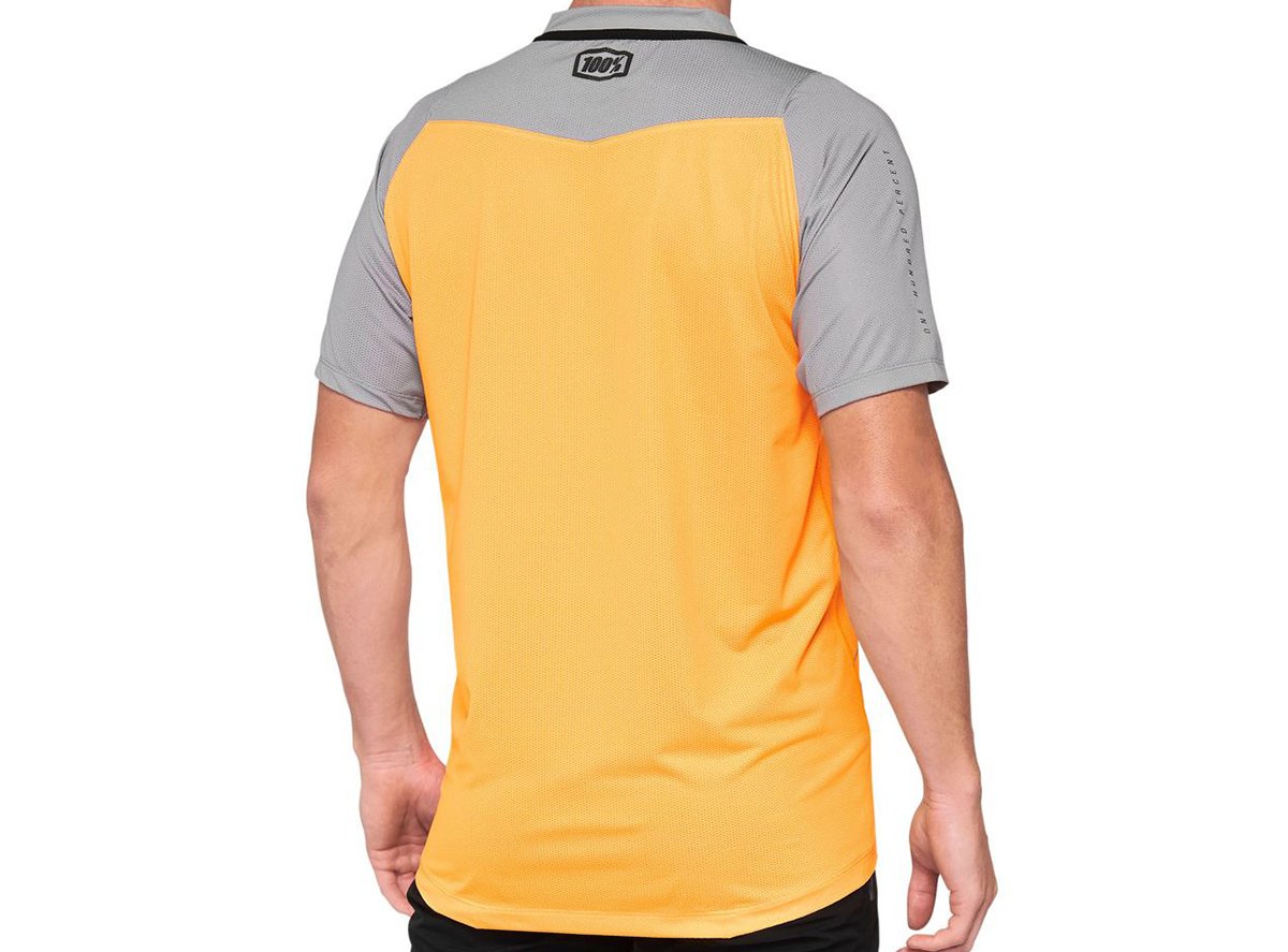 100% Celium Short Sleeve MTB Jersey - Orange-Gray