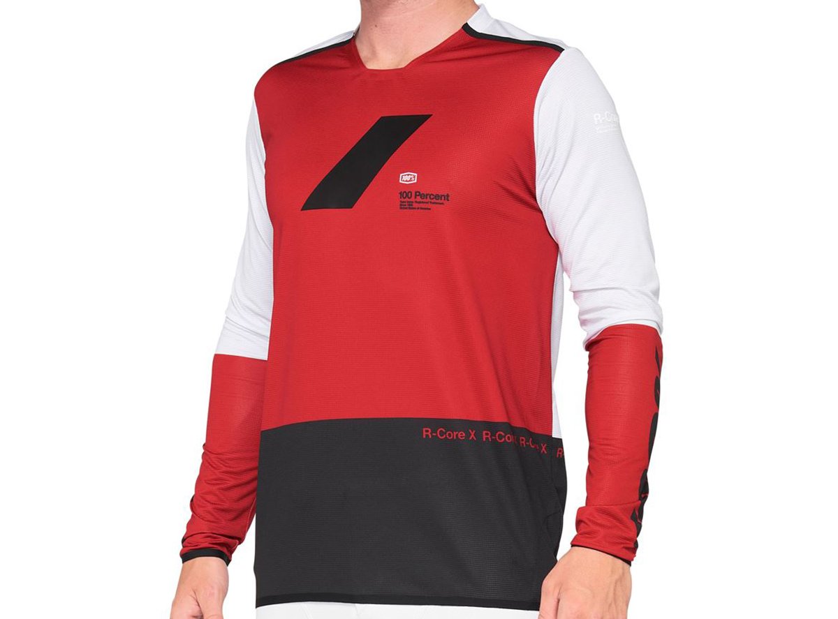 100% R-Core X Long Sleeve DH/Enduro Jersey - Cherry-Black - 2021 Cherry - Black Small 