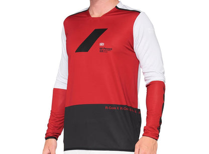 100% R-Core X Long Sleeve DH/Enduro Jersey - Cherry-Black - 2021 Cherry - Black Small 