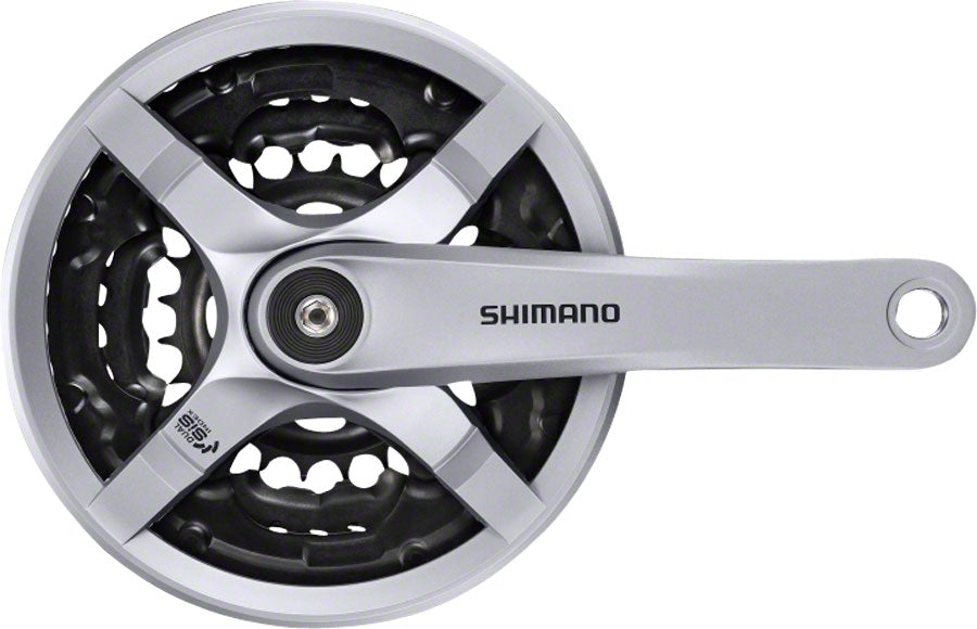 Shimano Tourney TY501 6-7-8 Spd Crankset - Silver Silver 165mm - 42-34-24t - With Chain Guard - Square Taper 