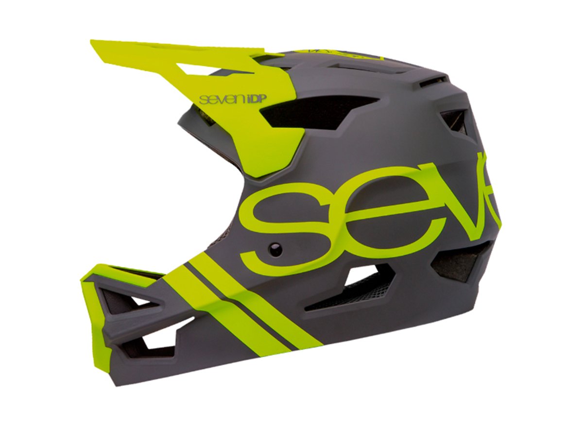 7 iDP Project.23 ABS Full Face Helmet - Matt Storm Gray - Gloss Bright Yellow Matt Storm Gray - Gloss Bright Yellow Small 