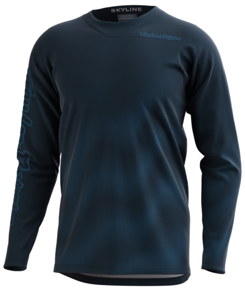 Troy Lee Designs Skyline Chill Long Sleeve MTB Jersey - Waves - Dark Slate-Blue - 2022 Dark Slate - Blue Small 