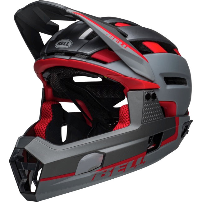 Bell Super Air R Spherical MIPS Full Face Helmet - Matt Gray-Red  - 2022 Matt Gray - Red Small 