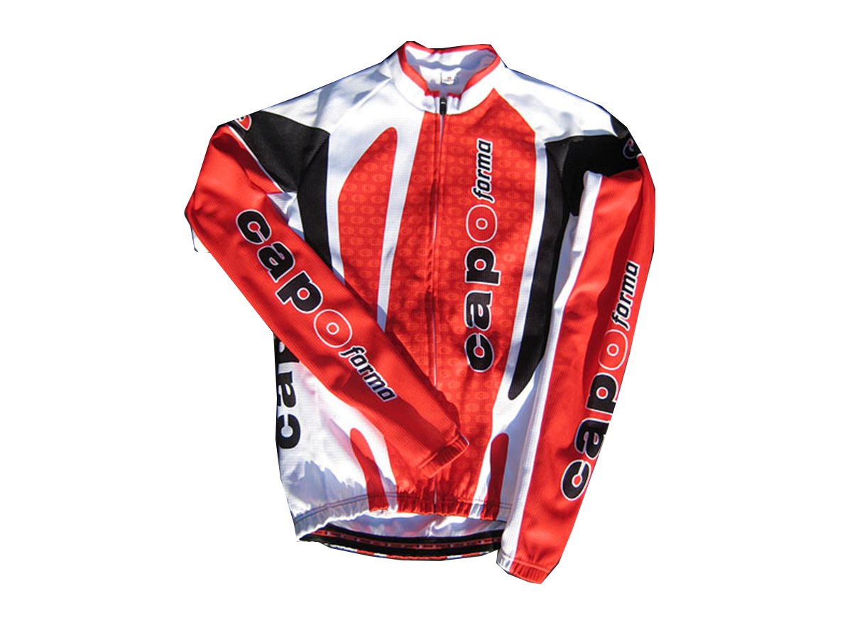 Capoforma Tuscan Long Sleeve Road Jersey - White-Orange White - Orange Small 