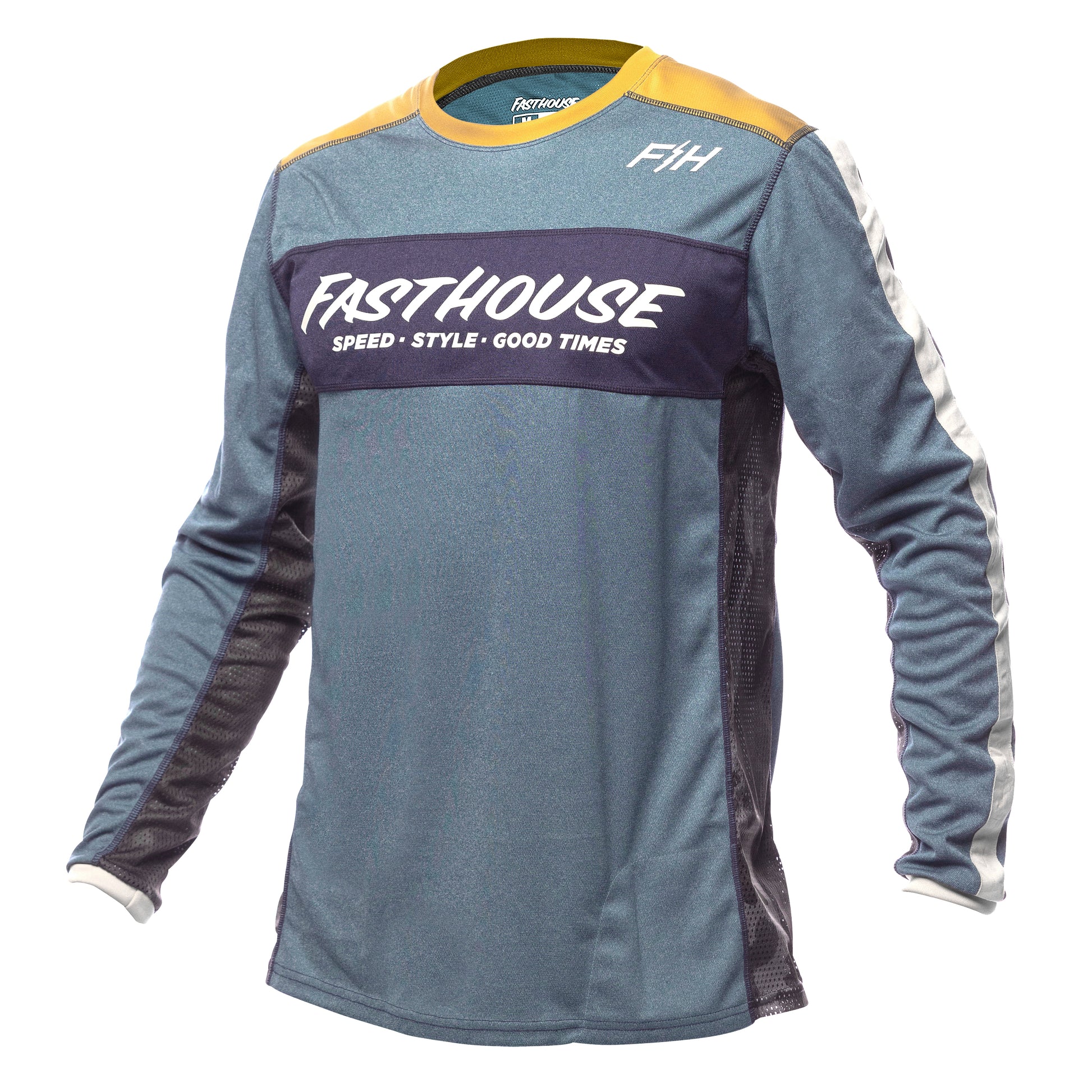 Fasthouse Classic Acadia Long Sleeve MTB Jersey - Youth - Heather Indigo - 2022 Heather Indigo Small 