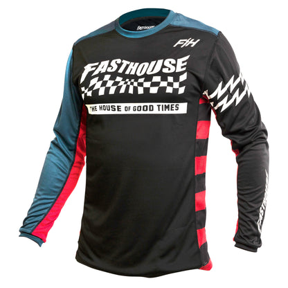 Fasthouse Classic Velocity Long Sleeve MTB Jersey - Black-Indigo - 2022 Black - Indigo Small 
