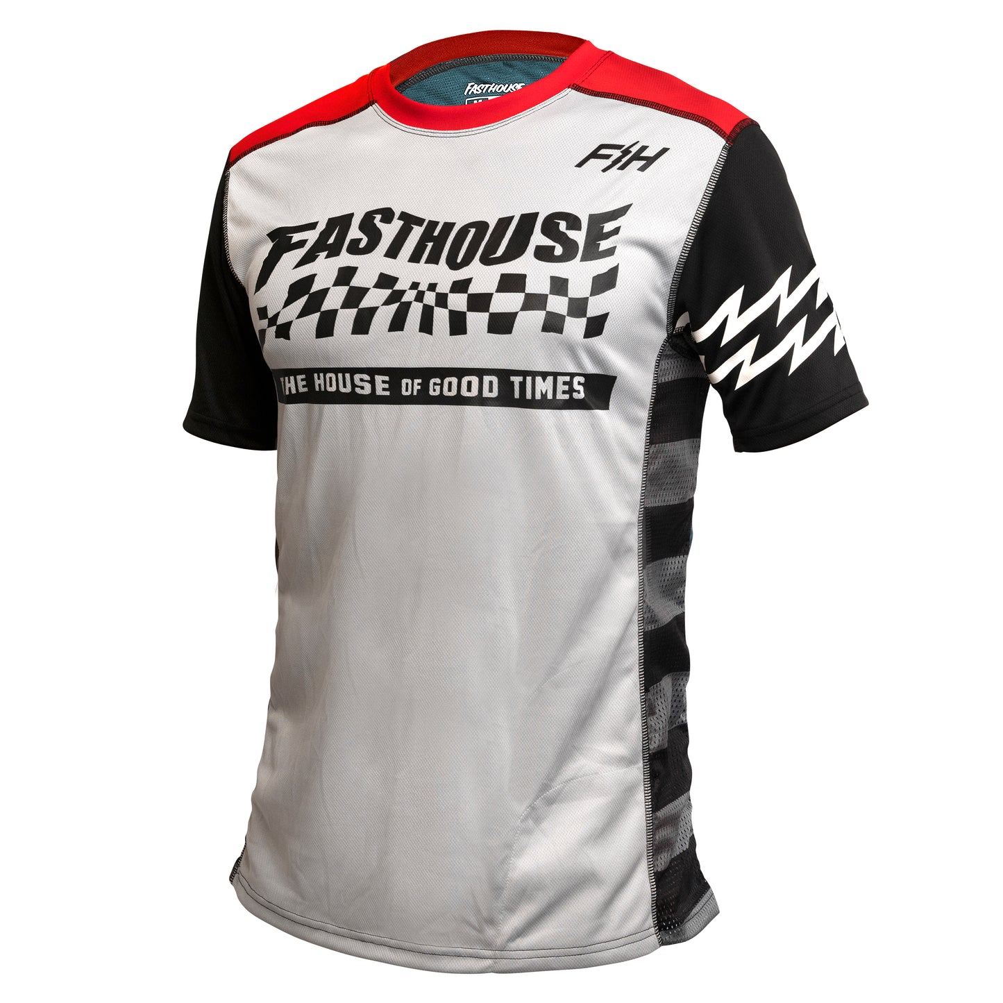 Fasthouse Classic Velocity Short Sleeve MTB Jersey - Youth - Silver-Indigo - 2022 Silver - Indigo Small 