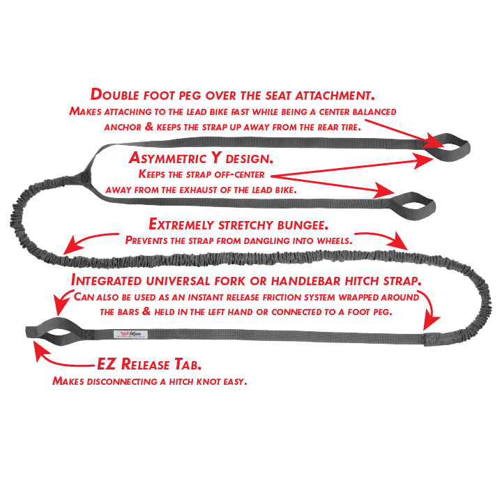 TowWhee MoTowWhee Adventure Tow Strap - Heavy/Motorcycle Tune - Black