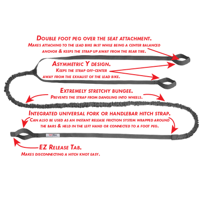 TowWhee MoTowWhee Adventure Tow Strap - Heavy/Motorcycle Tune - Black