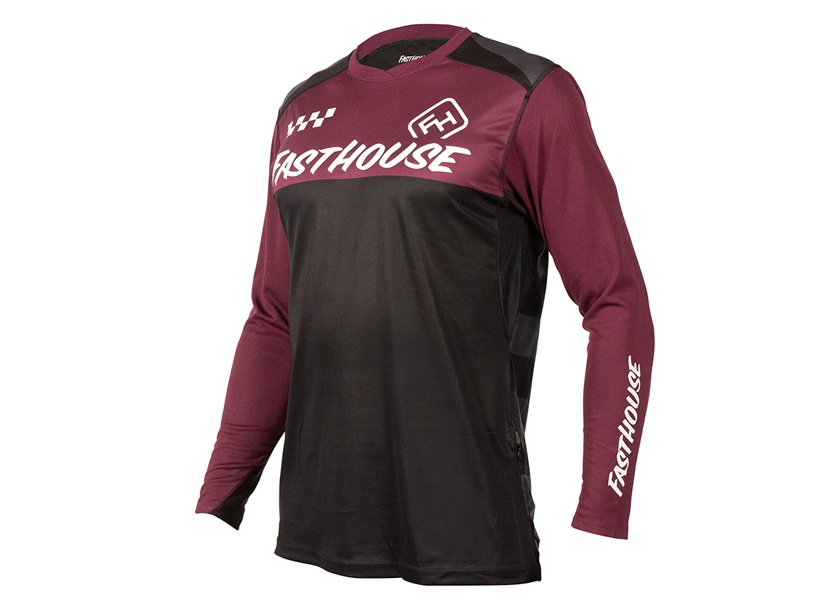 Fasthouse Alloy Block Long Sleeve MTB Jersey - Maroon-Black Maroon - Black Small 