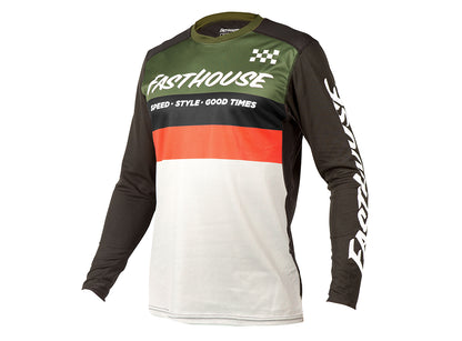 Fasthouse Alloy Kilo Long Sleeve MTB Jersey - Olive-White Olive - White Small 