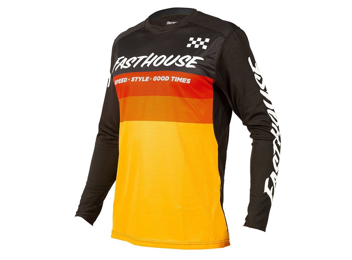 Fasthouse Alloy Kilo Long Sleeve MTB Jersey - Youth - Black-Yellow Black - Yellow Small 