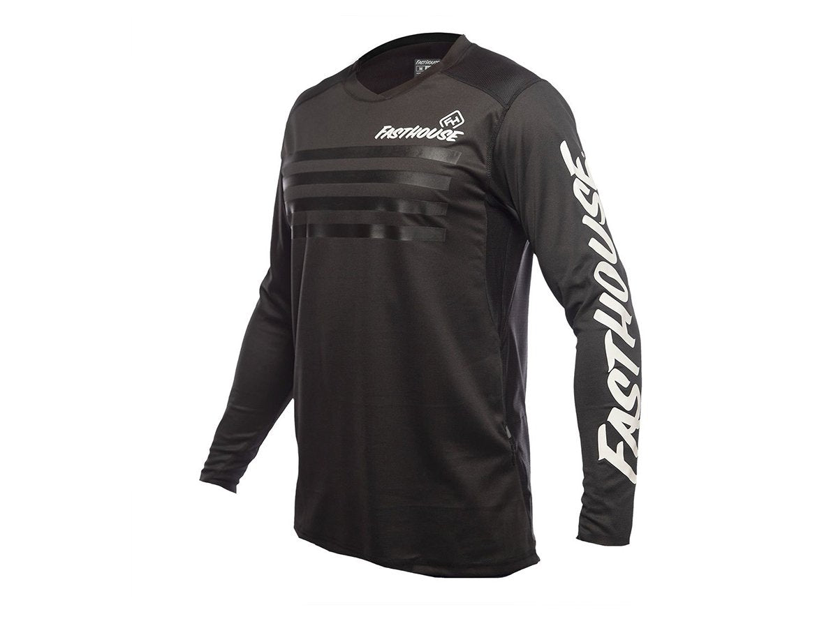Fasthouse Alloy Stripe Long Sleeve MTB Jersey - Black Black Small 