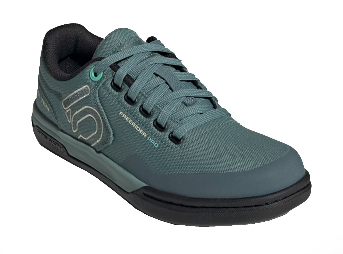 Five Ten Freerider Pro Canvas Flat Pedal Shoe - Womens - Hazy Emerald-Acid Mint-Core Black - 2022 Hazy Emerald - Acid Mint - Core Black US 5 