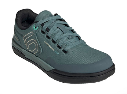 Five Ten Freerider Pro Canvas Flat Pedal Shoe - Womens - Hazy Emerald-Acid Mint-Core Black - 2022 Hazy Emerald - Acid Mint - Core Black US 5 