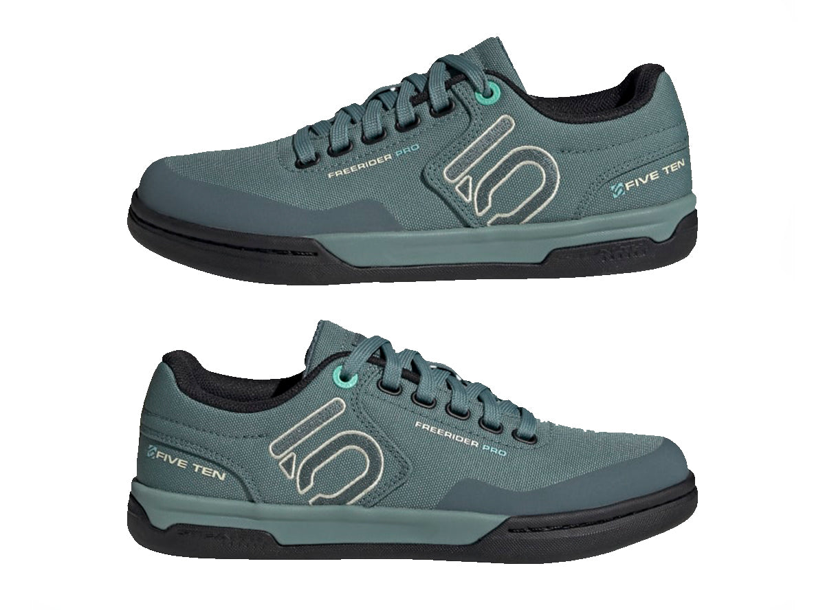 Five Ten Freerider Pro Canvas Flat Pedal Shoe - Womens - Hazy Emerald-Acid Mint-Core Black - 2022