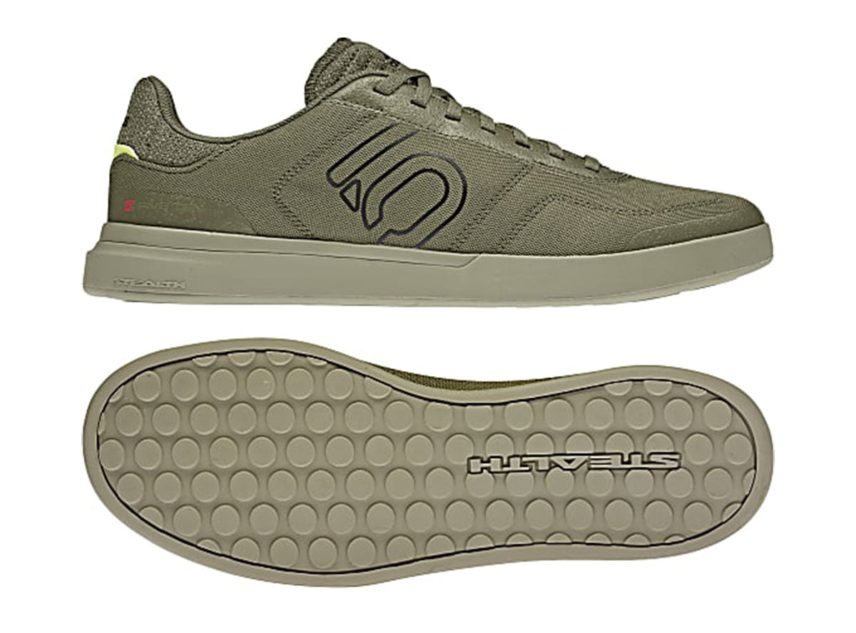 Five Ten Sleuth DLX Canvas Flat Pedal Shoe - Focus Olive-Core Black-Pulse Lime - 2022