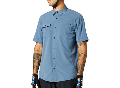 Fox Racing Flexair Woven Short Sleeve MTB Jersey - Matt Blue - 2021 Matt Blue Small 