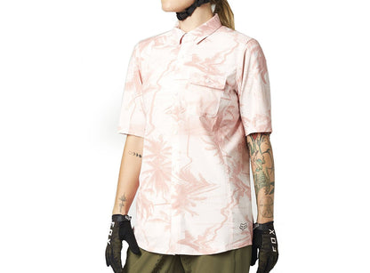 Fox Racing Flexair Woven Short Sleeve MTB Jersey - Womens - Pink - 2021 Pink X-Small 